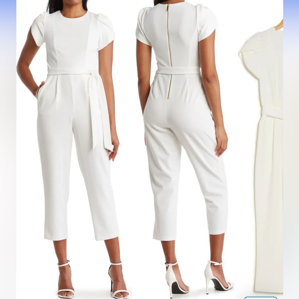 NWT! Women’s Calvin Klein Ivory Business Casual Jumpsuit with Pockets - Picture 3 of 13